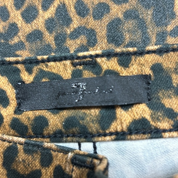 7 For All Mankind Anthropologie Leopard Print High Waist Slim Kick Jeans 28 - Picture 12 of 17